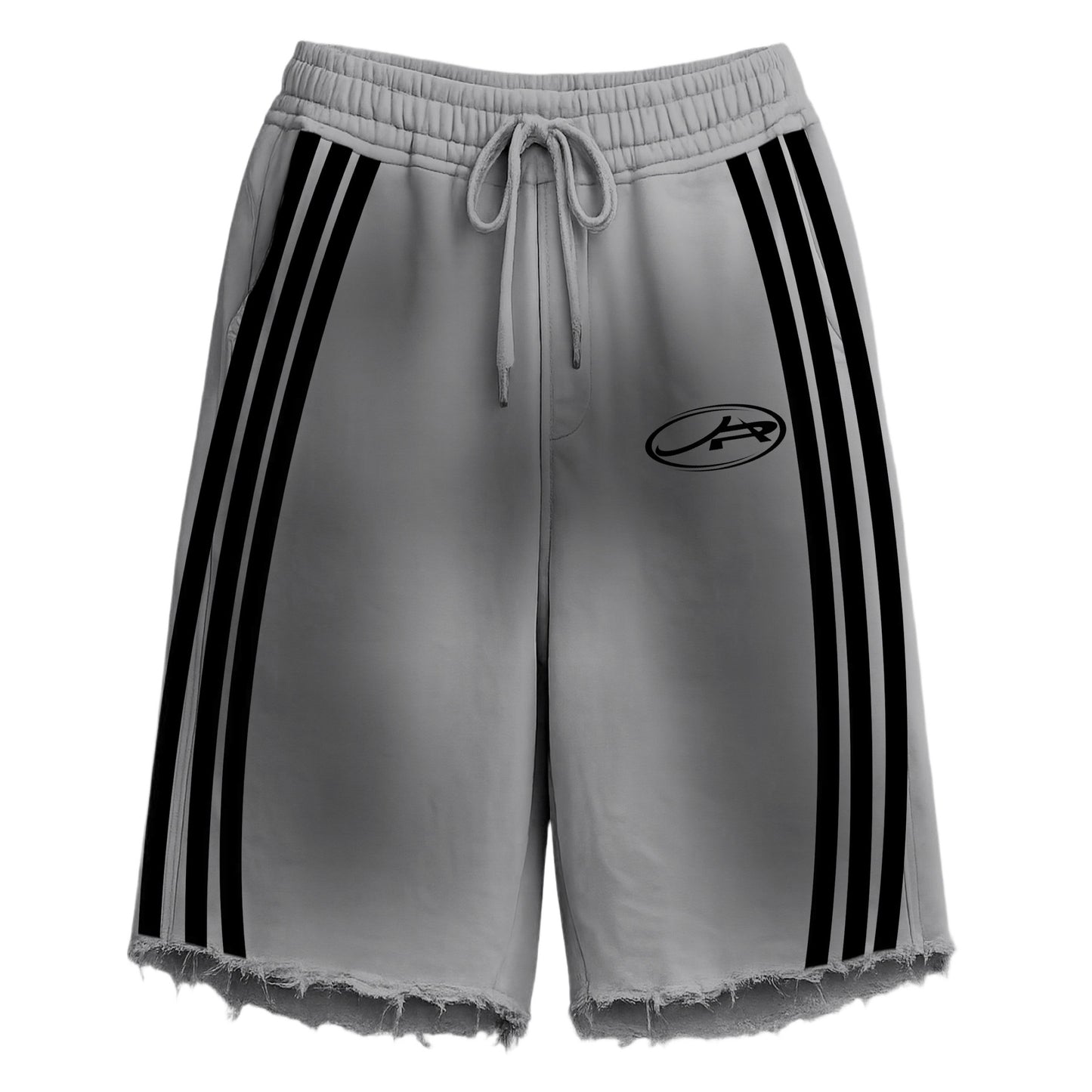 GREY LONG 4 STRIPE SHORTS
