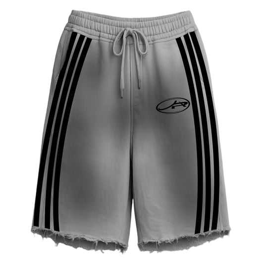 GREY LONG 4 STRIPE SHORTS