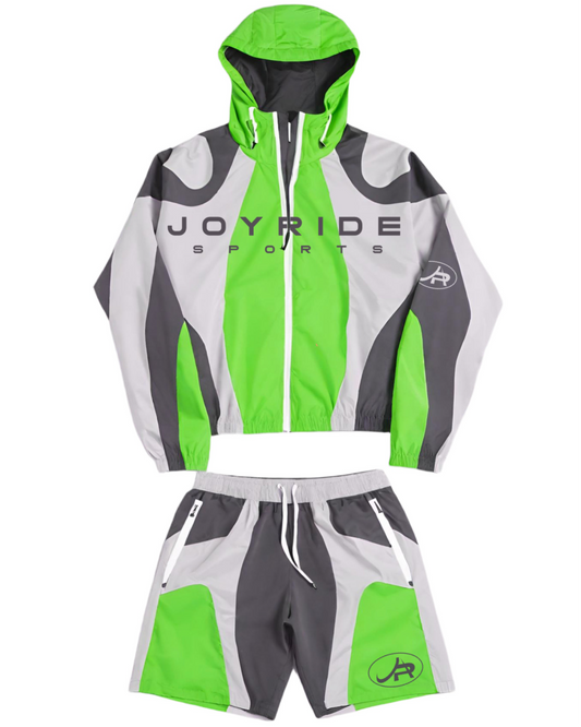 “JOYRUNNER” GREEN/GREY SHORT SET
