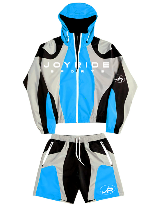 “JOYRUNNER” BLUE/BLACK SHORT SET