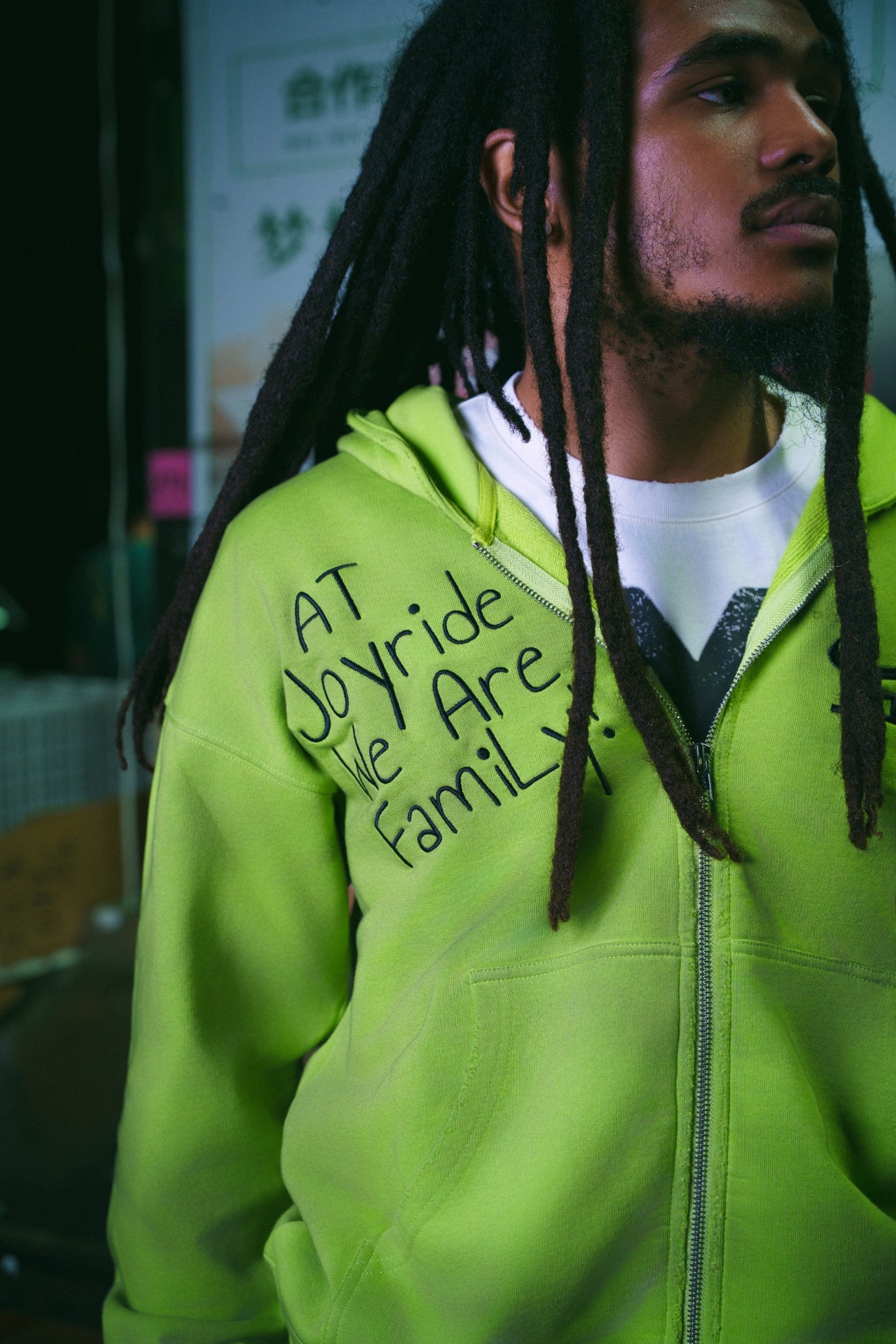 “WE FAMILY” NEON HOODIE