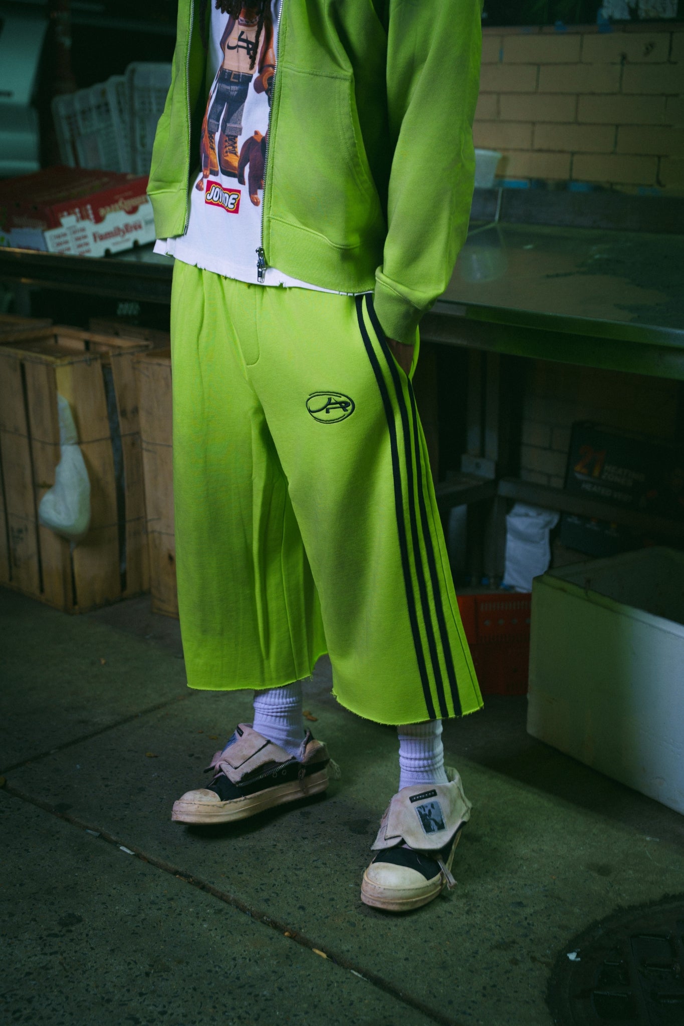 NEON LONG 3 STRIPE SHORTS